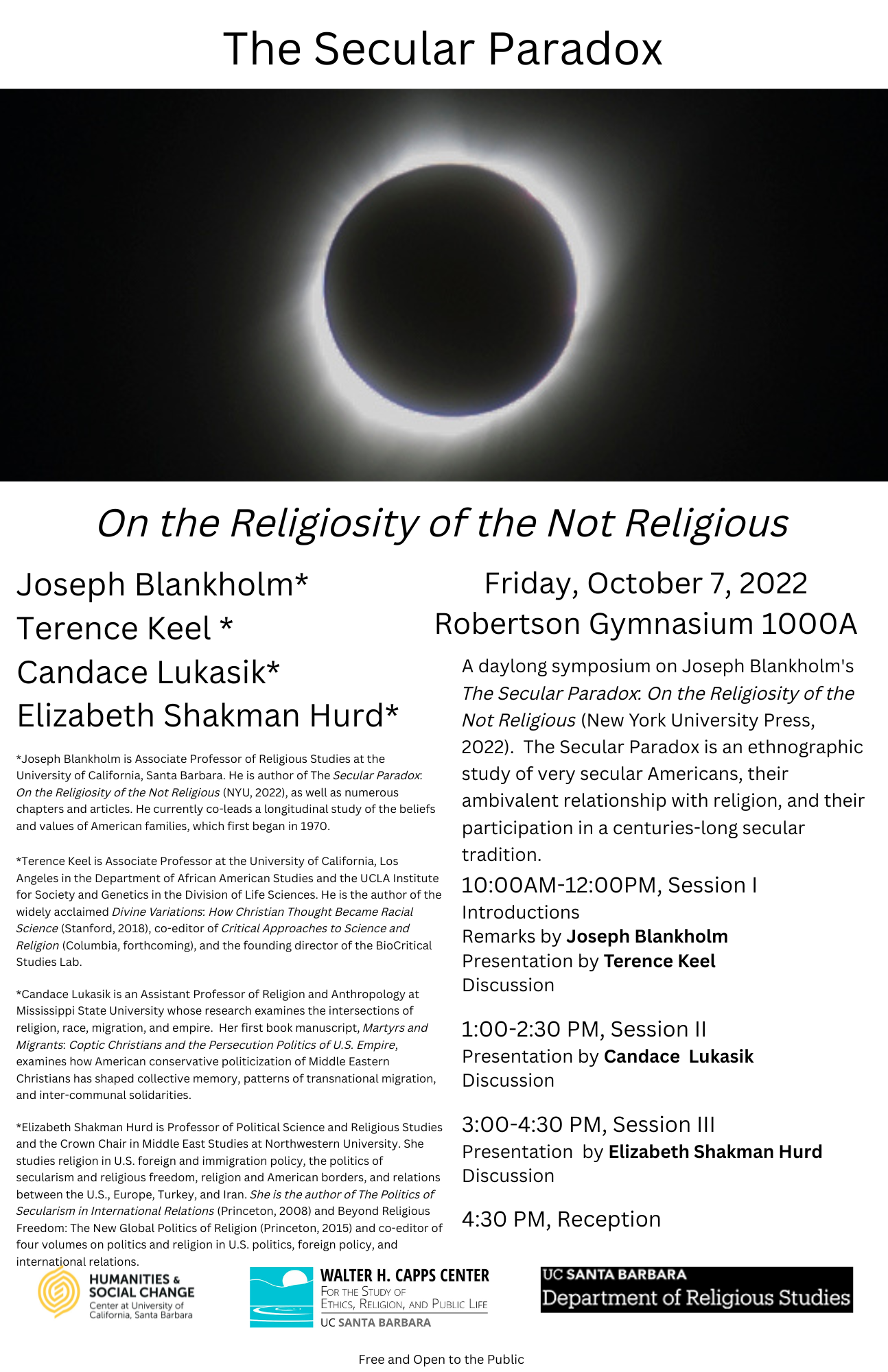 Symposium on "The Secular Paradox: On the Religiosity of the Not Religious"