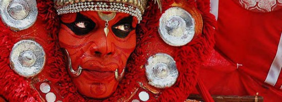 person dressed in red makeup and costume