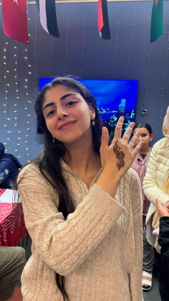 A UCSB student displaying her Henna