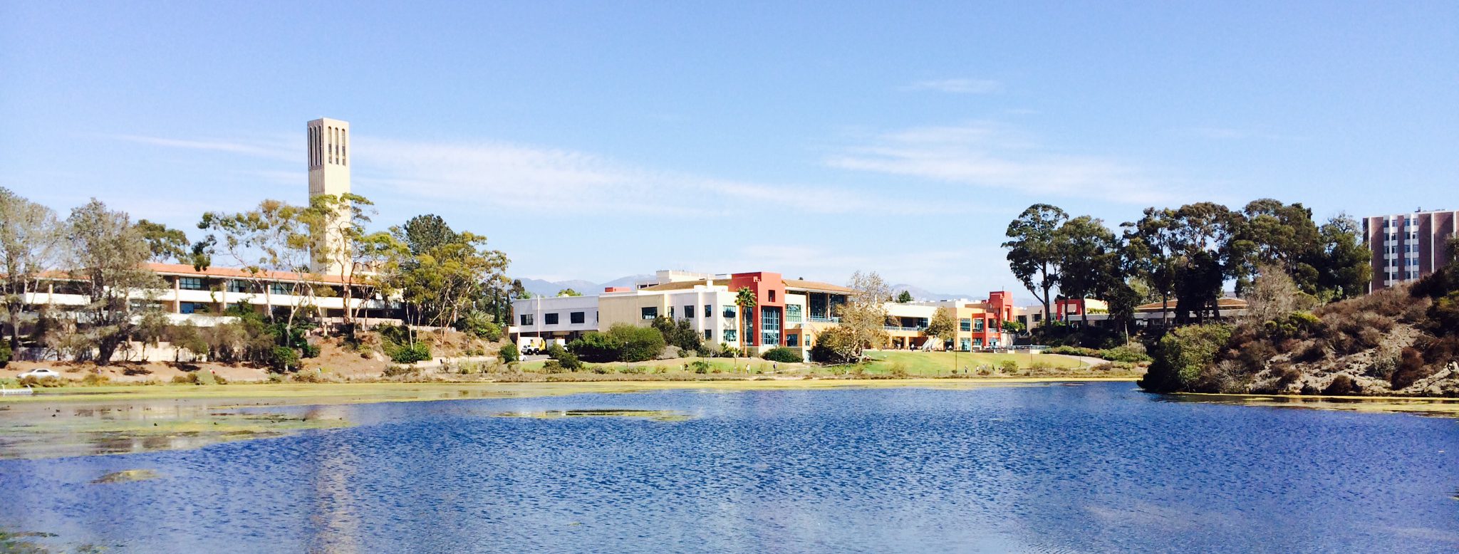 UCSB from the lagoon towards university buildings